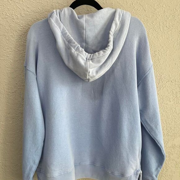 American Eagle Light Blue French Terry Hoodie – Size M, Relaxed Fit, V-Neck - Picture 3 of 6